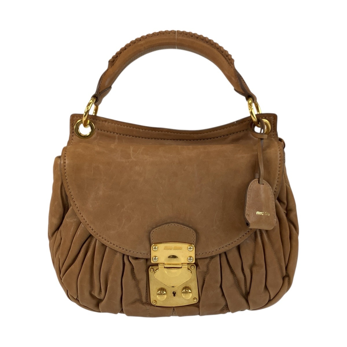 美品 マテラッセ ブラウン ゴールド金具 レザー ハンドバッグ ショルダーバッグ レディース 502260