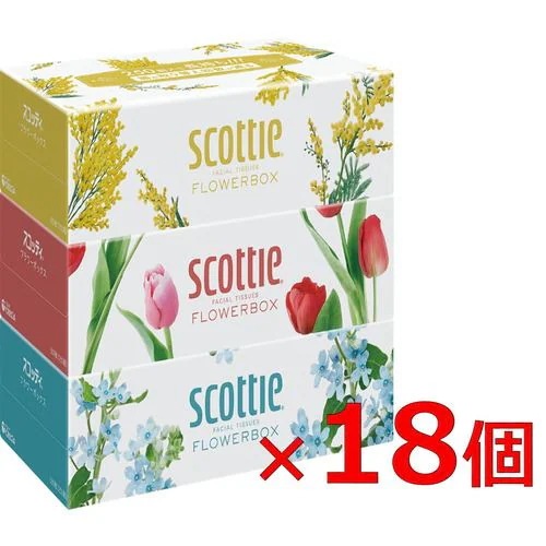 クレシア 【ケース販売】 スコッティティシュー フラワーボックス 250組 3箱ｘ18パック