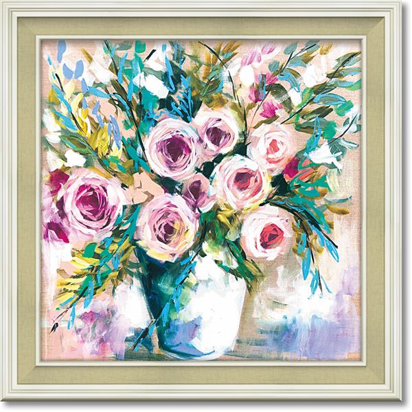 名画額縁/フレームセット F10号 ルノワール 「花瓶の花」 690×615×38mm 壁掛けひも付き ストーングレーフレーム 生活用品 インテリ [▲][TP] 花瓶の花 日本画 フレーム付き 名画額縁⁄フレームセット F10号