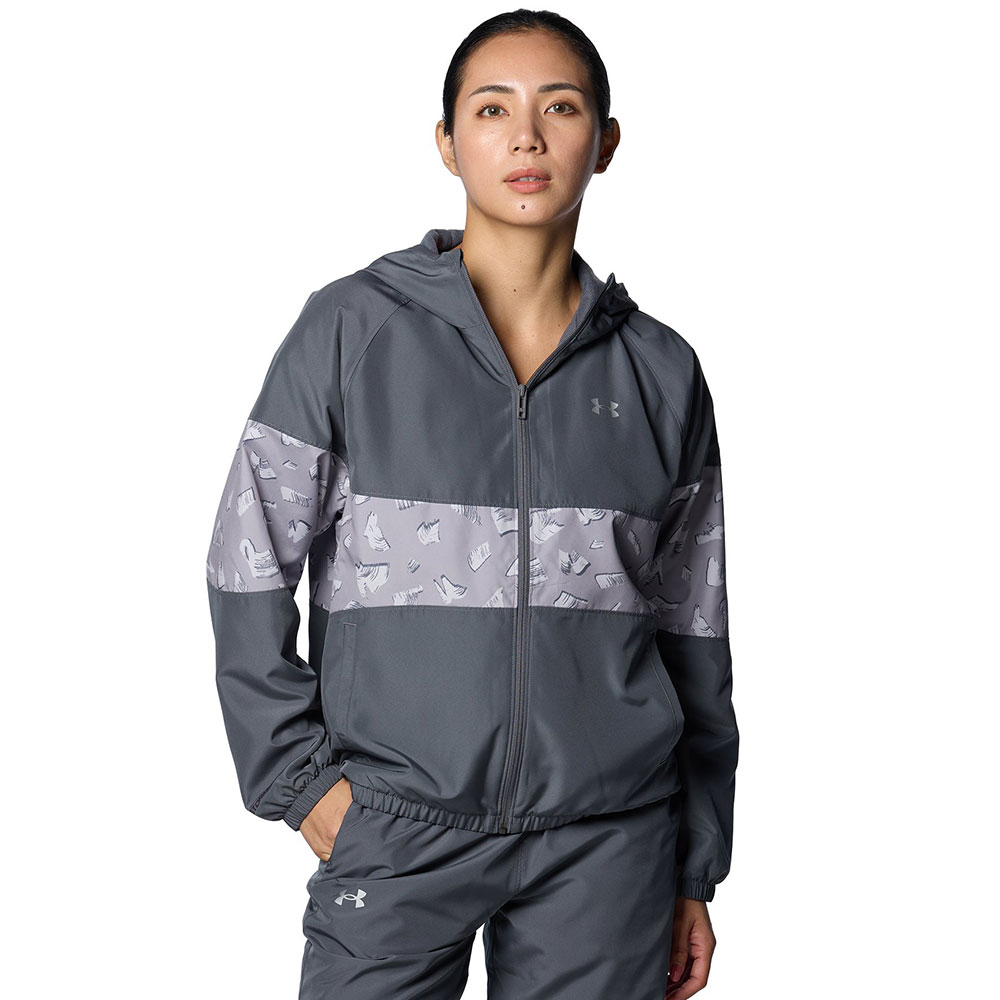 パーカー フルジップ 裏起毛 ウインドブレーカー レディース スポーツ アウター はっ水 撥水 防寒 保温 軽量 軽い トレーニング UAトリコット ウーブン フルジップ フーディー 1388192