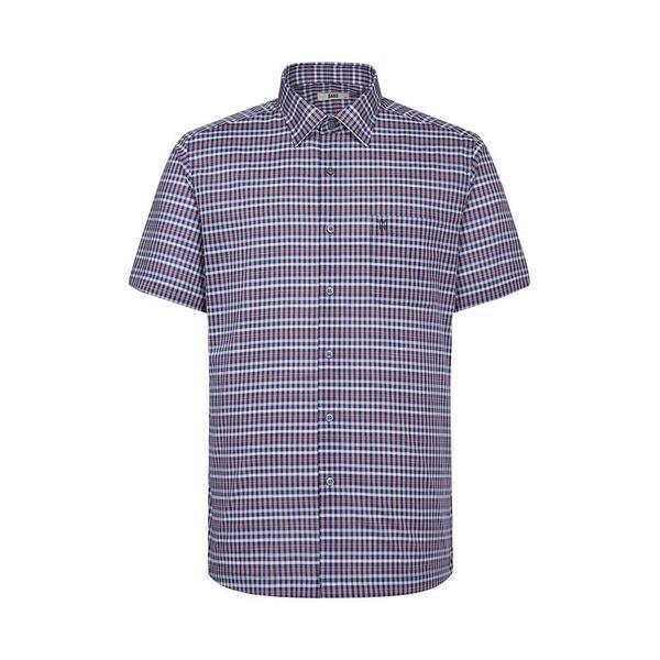 綿混紡スモールチェック半袖シャツ レギュラーフィット ネイビー_DLS2SHCS111N1