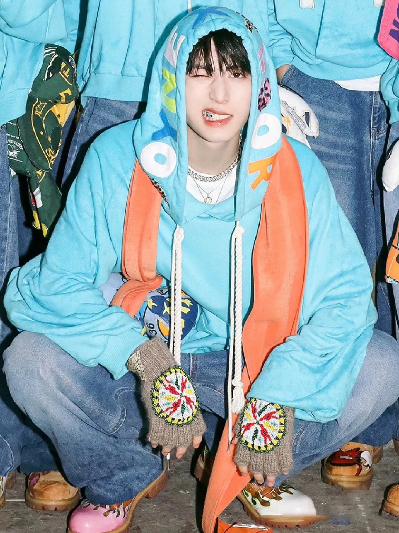 【2枚購入で200円 OFF！急速出荷】boynextdoor蓝色卫衣女年秋冬季连帽上衣外套装外套