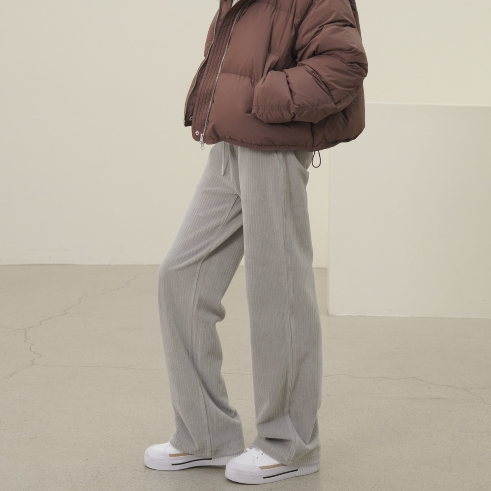 ACUD ベロアバンディングセミワイドパンツ_L. グレー