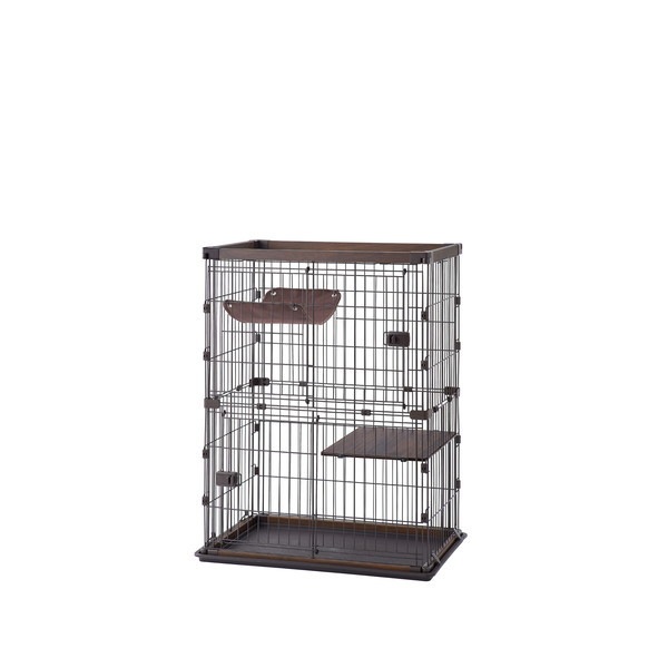 ウッディキャットケージ2段 PWCR-962V ウォールナット メーカー直送