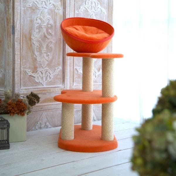 7色から選べる！ 国産ミニキャットタワー可愛いデザイン 猫用アイテム 猫タワー 幅60×奥行36.5×高さ83cm te-tumugi-a