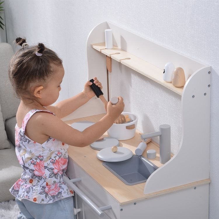 知育玩具 子供用 ままごとセット 木製 黒板付き 調理器具付き おままごと キッチン 誕生日 台所