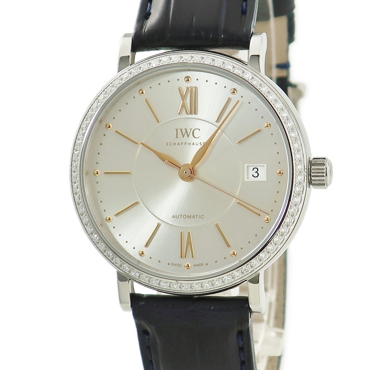 ポートフィノ オートマティック 37 IW458112 自動巻き メンズ OH済 純正ダイヤ シルバー バー 3年保証