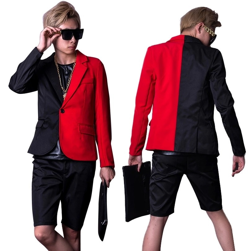 ダンス衣装 JAZZ DS スーツベストストリート系 B系 韓流 ファッション 上着 ショートパンツ 上下2点セット 男性用 演出 舞台服 ダンスウェアスター ダンスウェア メンズ ダンスウエア ト