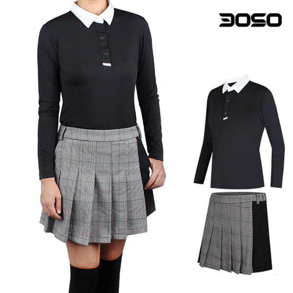 [] 女性用ゴルフウェア ゴルフTシャツ_ゴルフスカート セット/WLSHV