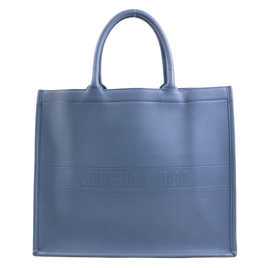 クリスチャンディオール Christian Dior ハンドバッグ トートバッグ ブックトート ラージ レザー ブルー系 ユニセックス a0267
