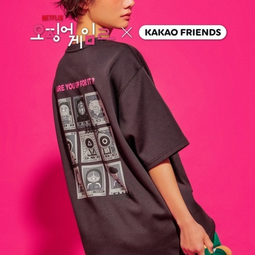 ネットフリックスイカゲームXカカオフレンズレディースTシャツ_フレンズ
