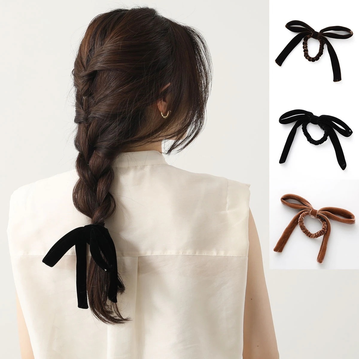 ALEXANDRE DE PARIS アレクサンドル ドゥ パリ シュシュ TPY-18556 レディース ポニー ベルベット リボン ヘアアクセサリー カラー3色