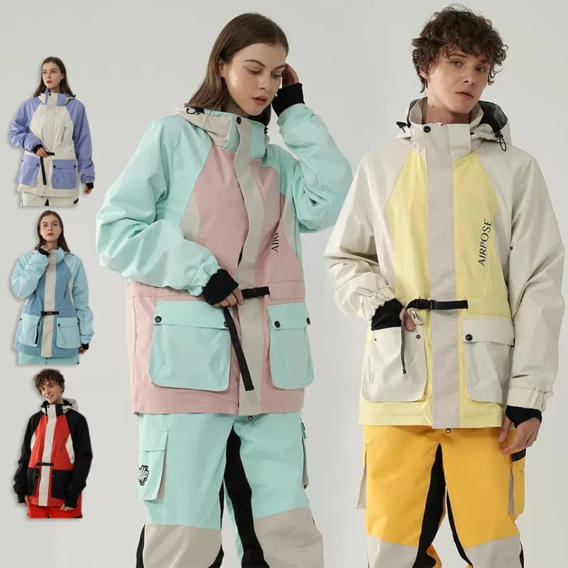 スノーボードウェア レディース メンズ ジャケット 単品 スキーウェア アウター スノボウェア 男女兼用 配色 切り替え