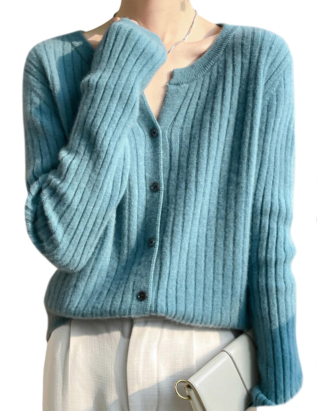 [T] カーディガン レディース 秋 ニット オフィス シンプル 無地 おしゃれ 大きいサイズ