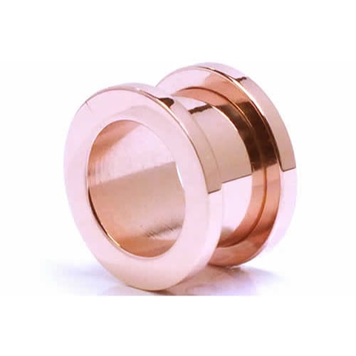 ボディピアス 14mm 女性人気 ローズゴールド ピンクゴールドトンネル 14ミリ ネジ式 定番