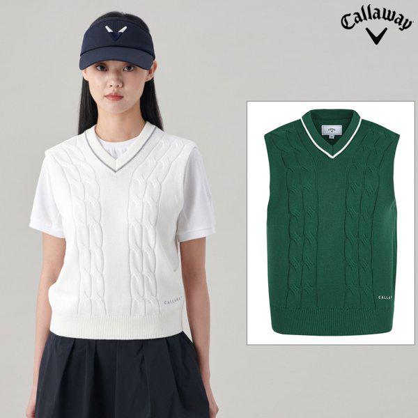 女性用春ケーブルVネックベスト(CWSO24S405)
