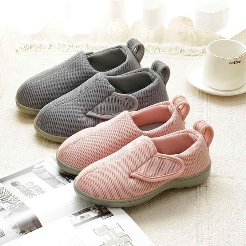 コンフォートシューズ レディース 婦人靴 シニア 面ファスナー 履きやすい 高齢者 厚底 滑り止め スリッパ 春秋 通気性 ピンク グレー ブラウン