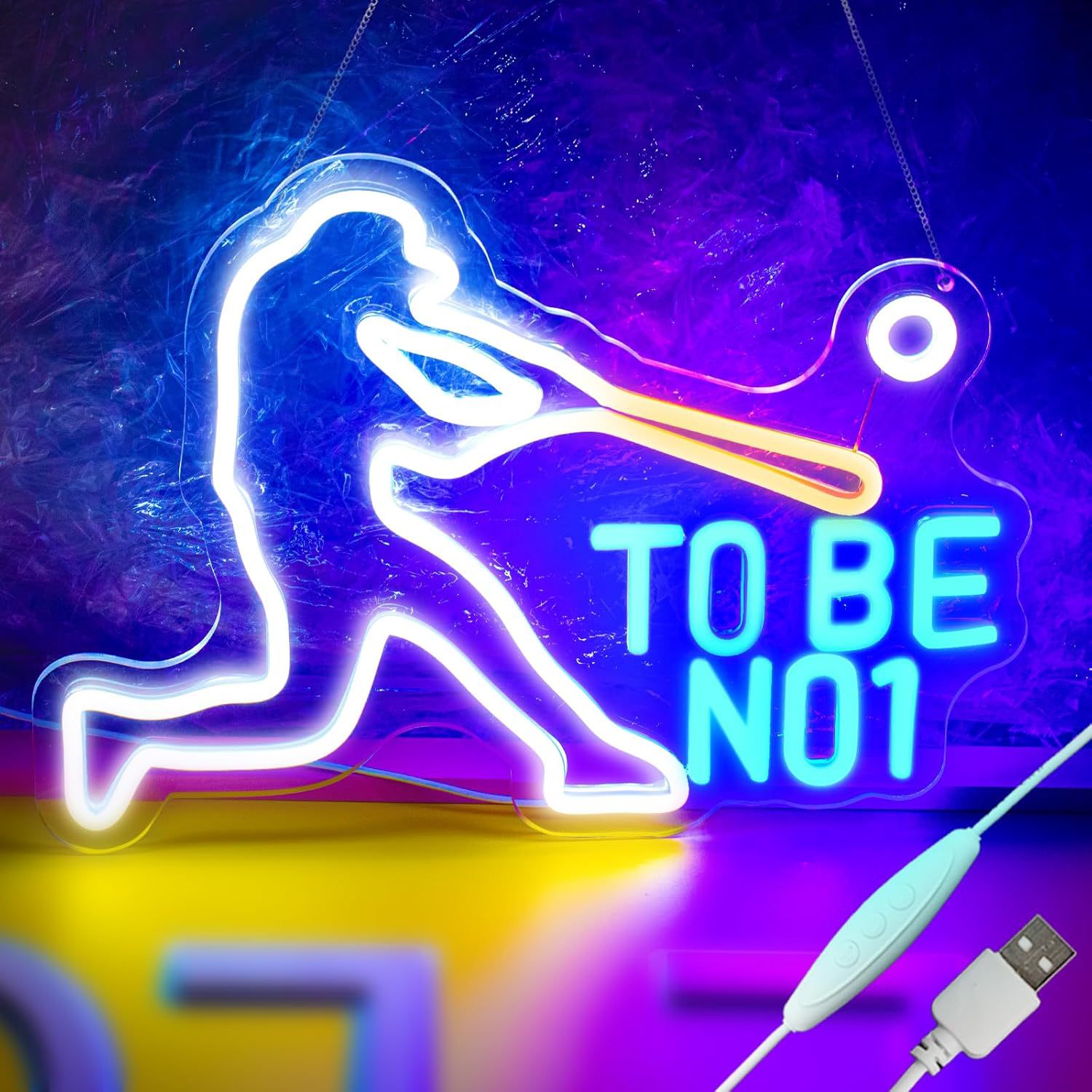 数量限定 ネオンサイン 野球 多階段調光可 【TO BE NO1 】スポーツ LED 体育館 baseball型 ネオンライト 店看板 LED看板 USB給電 インテリア 店内飾り ネオン管ライト 壁