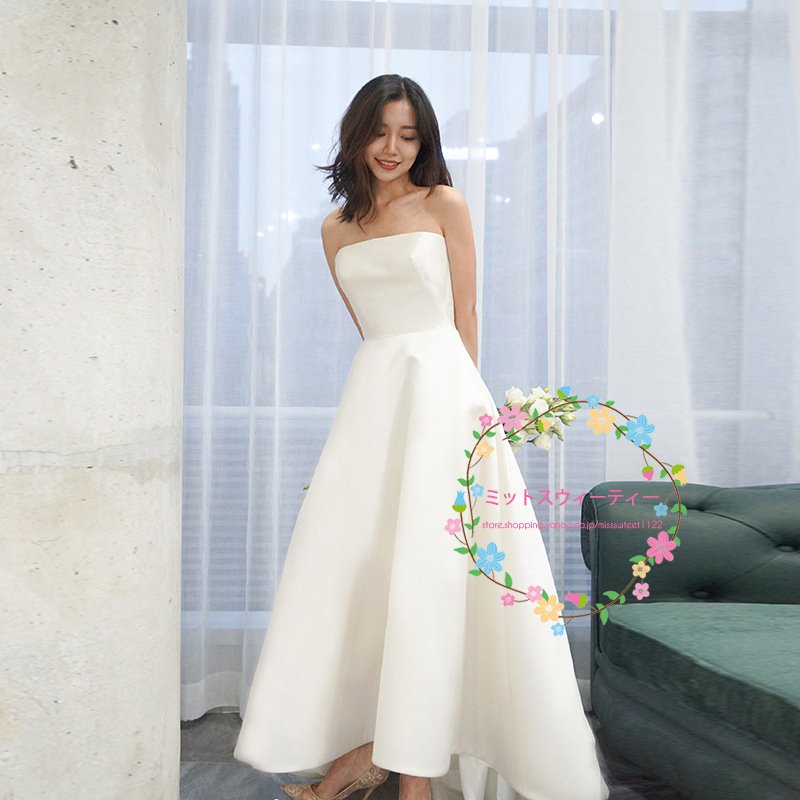 リゾートウェディングウエディングドレスフォトウェディングノースリーブストラップドレス