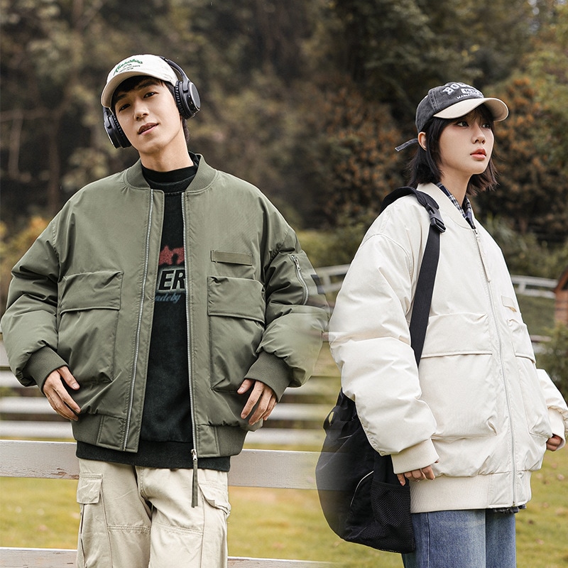 ハイストリートアメリカンカジュアルフライトジャケット防風防水綿衣類ボール工芸ゆったりコート男女同
