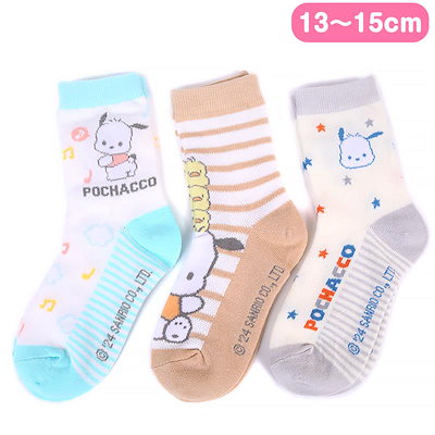 他サイト： ポチャッコ キッズソックス 3足セット 靴下 13-15cm 子供 子ども サンリオ sanrio キャラクターの商品画像