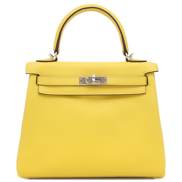 エルメス HERMES 2WAYバッグ ケリー25 内縫い スイフト ジョーヌナプル シルバー金具 黄色 ショルダー B刻印(2023年製) 【保存袋】【中古】