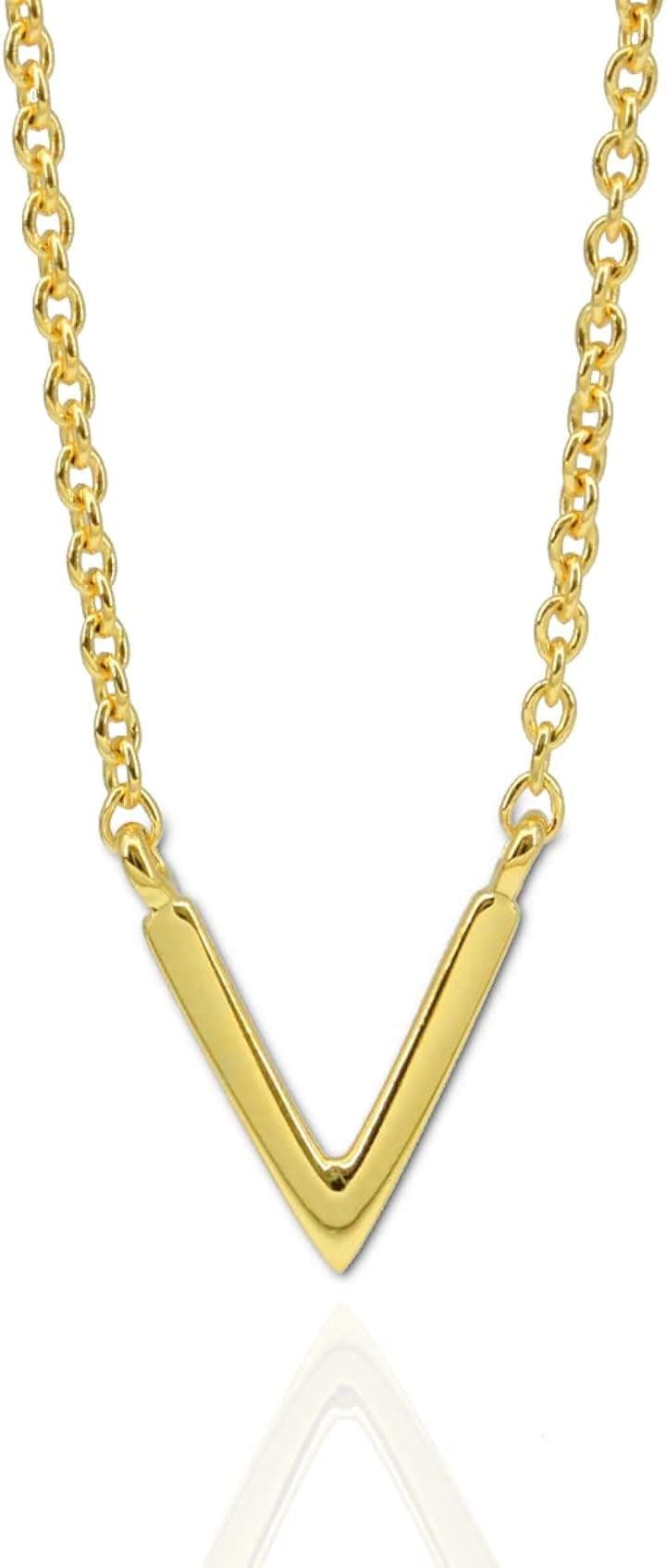 エピックボーレン sv925 V字ネックレス メンズ レディース 18K コーティング 人気 ペンダント( ゴールド)