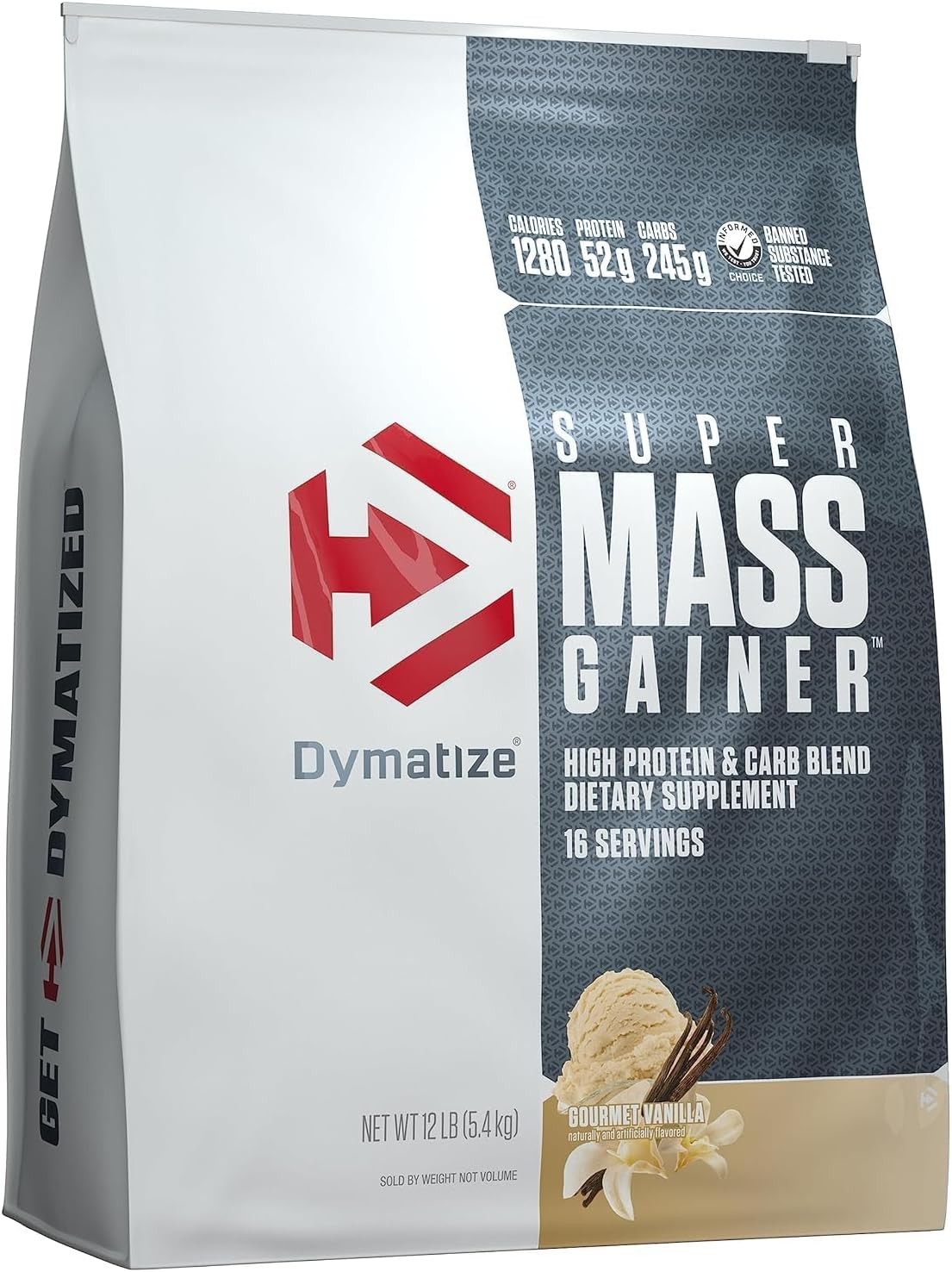 Dymatize Super Mass Gainer Protein Powder, Vanilla, 12 lbs
