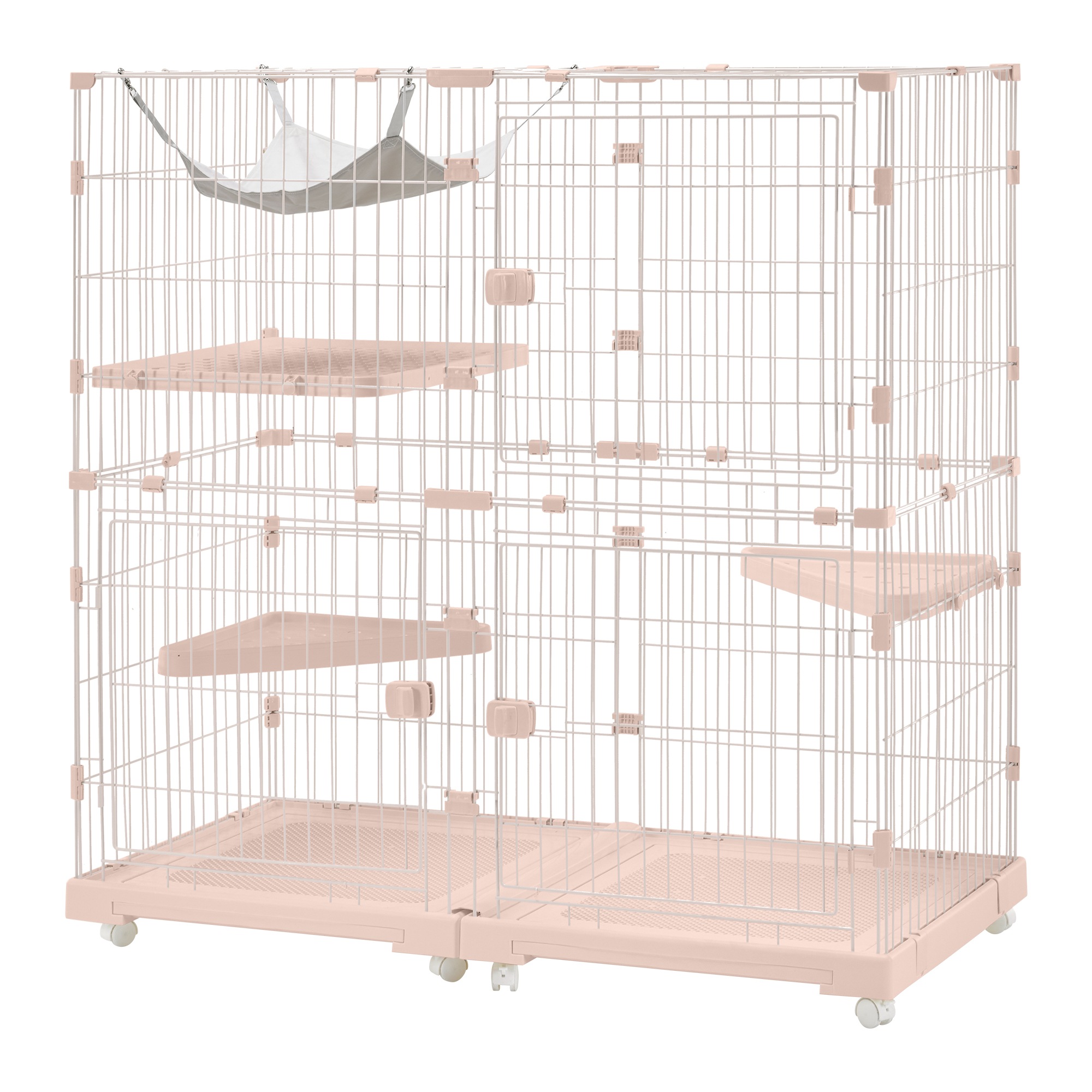 【国内発送&送·料·無·料】766猫 ケージ キャットケージ 2段 幅広設計 自由組み合わせ トレー付き 猫ドア付き ハンモック付き 大型 猫ゲージ 高級感 おしゃれ キャットハウス ネコ ハウス 多