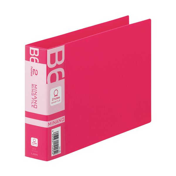 (まとめ) ライオン事務器 リングファイルMINANO(ミナノ) B6ヨコ 2穴 200枚収容 背幅35mm レッド RF-228M 1冊 (×30セット)