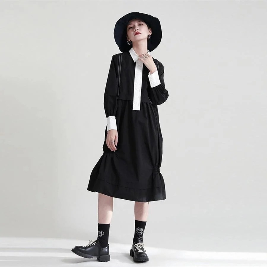 ブランド春服レディースシャツワンピース韓国ファッション可愛い長袖ワンピース着痩せ効果人気新作人気新作