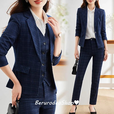 最終半額値下【ネイビー夏用】★¥17,578-新品未使用タグ付き★パンツスーツL 最終半額値下【ネイビー夏用】☆¥17,578-新品未使用タグ付き☆