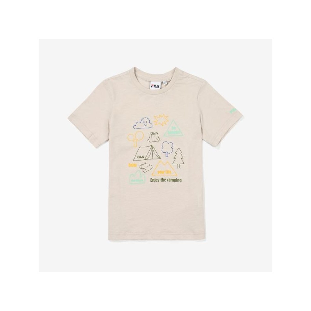 [FILA KIDS] キャンピンググラフィック絵文字 T シャツ (FK2RSF2204X_SAD) Q0ZFK2RSF2204XSAD