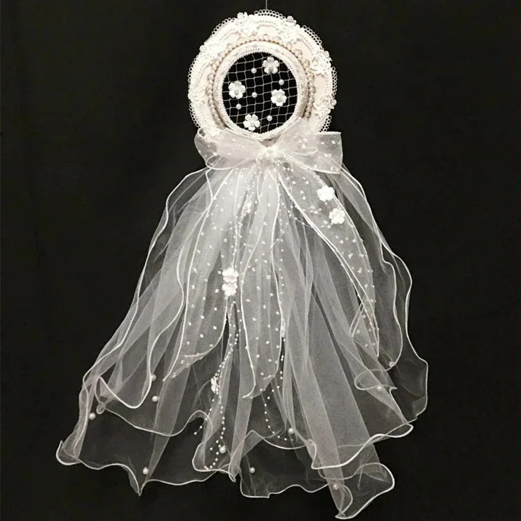 ロリータフラワーウェディングベールヘアアクセサリーフラットハットティーパーティーヘッドドレス漢陽折衷 4,860円