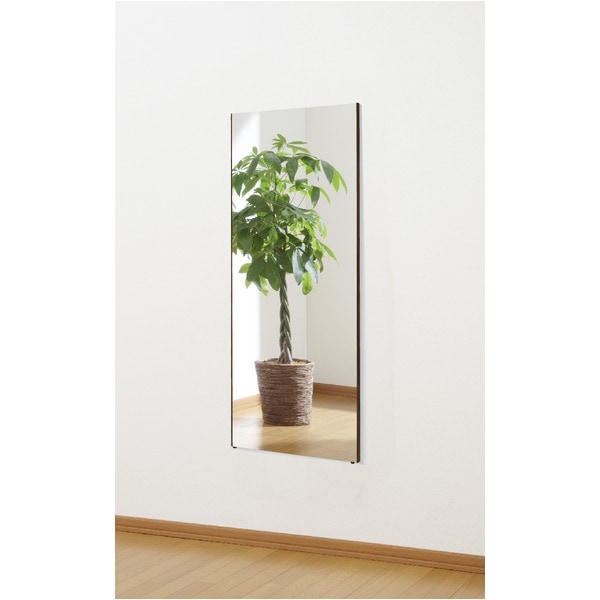 割れない 姿見鏡 (ショート 40×100×2cm メープル) 日本製 プロ仕様 両サイド飾縁(幅0.5cm) 『REFEX リフェクス』
