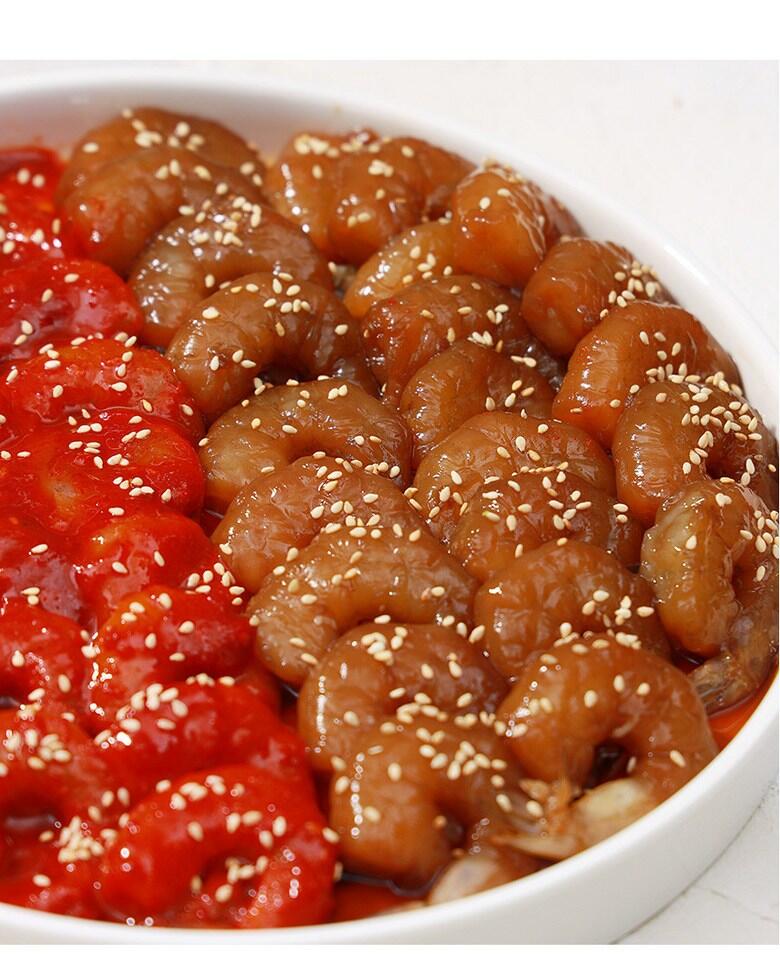 「韓国発送」フンフン水産 海老の醤油漬け300g +海老のヤンニョム（辛口）漬け300g１セット