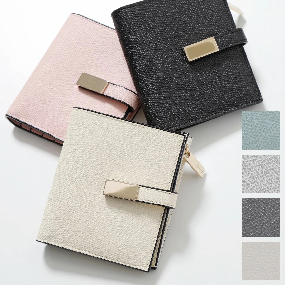 Valextra ヴァレクストラ 二つ折り財布 SGNL0039028LOCPS99 V9E39 028 レディース レザー 6カード スナップ付き 小銭入れ付き ミニ財布 カラー7色