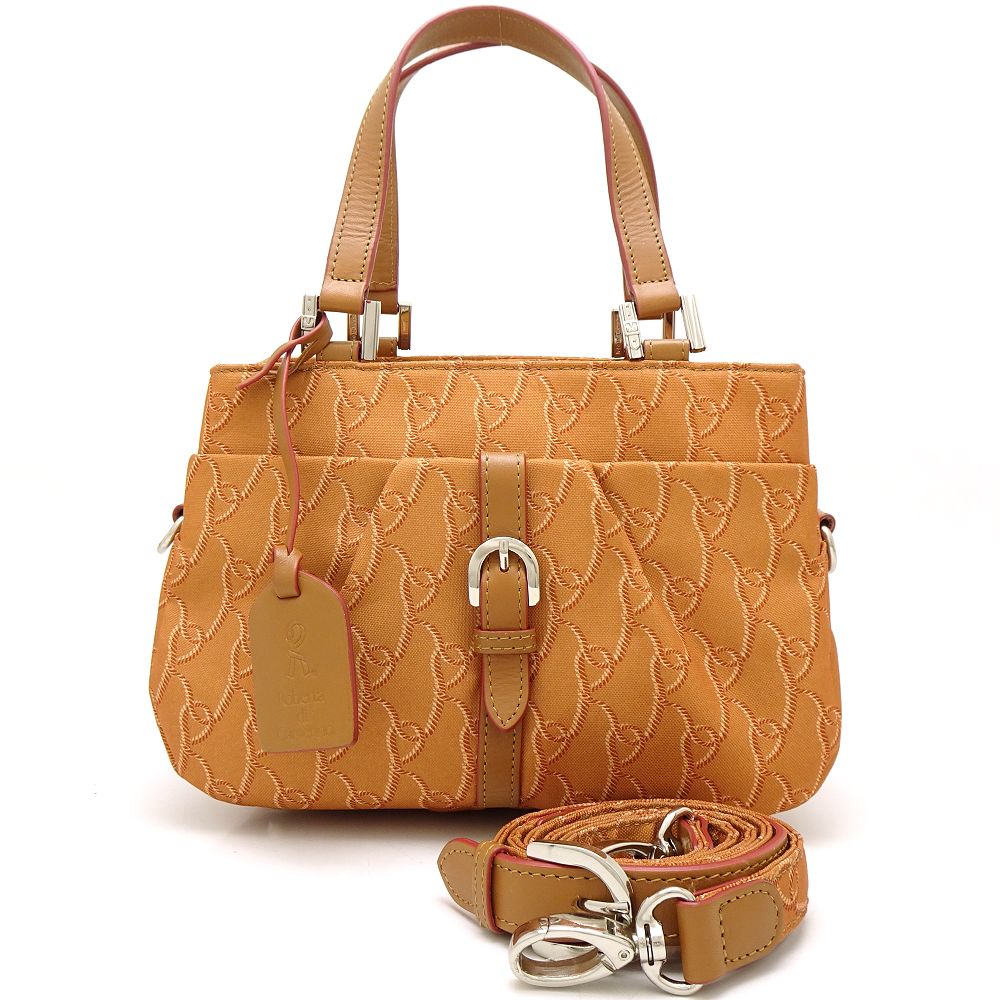 ハンドバッグ 2Way キャンバスxレザー ブラウン/352230【中古】