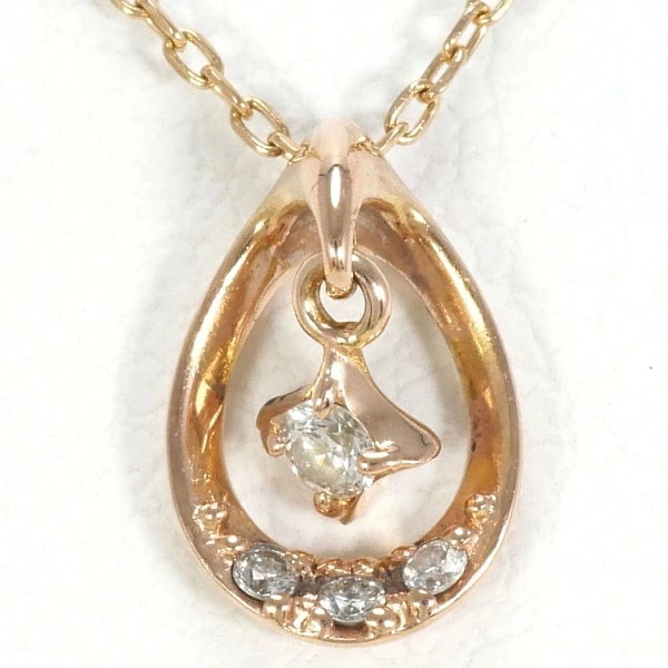 ADA K10PG ネックレス ダイヤ 0.03 総重量約1.0g 約40cm ジュエリー 中古