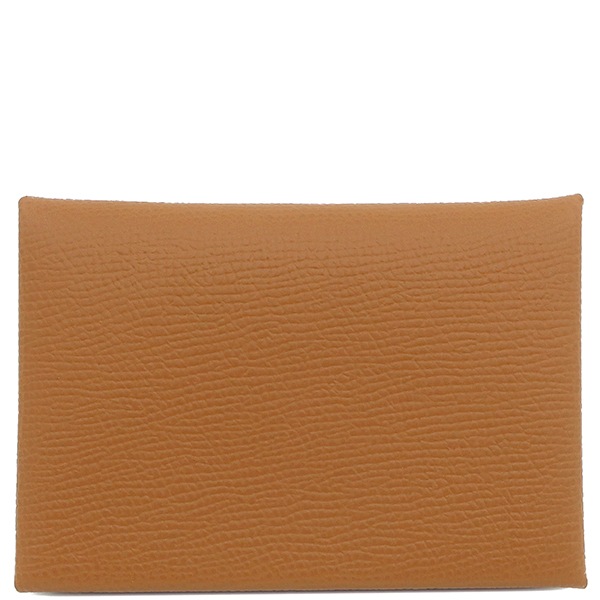 エルメス HERMES カードケース カルヴィ デュオ ヴォーエプソン ゴールド シルバー金具 新品 未使用 茶 W刻印（2024年製） 【箱】【中古】