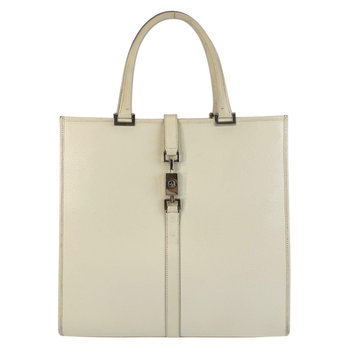 美品 ジャッキー ホワイト アイボリー シルバー金具 レザー 002 1064 トートバッグ ショルダーバッグ レディース 500710