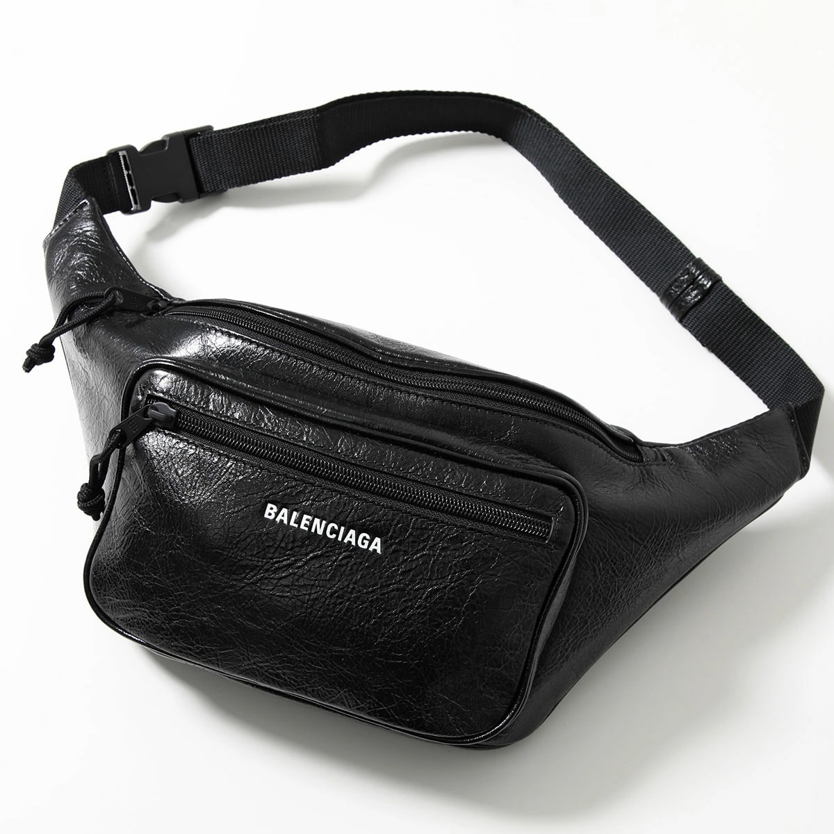 BALENCIAGA バレンシアガ ボディバッグ 529550 1VG87 EXPLORER BELTPACK メンズ レザー ウエストポーチ ロゴ 鞄 1000/BLACK
