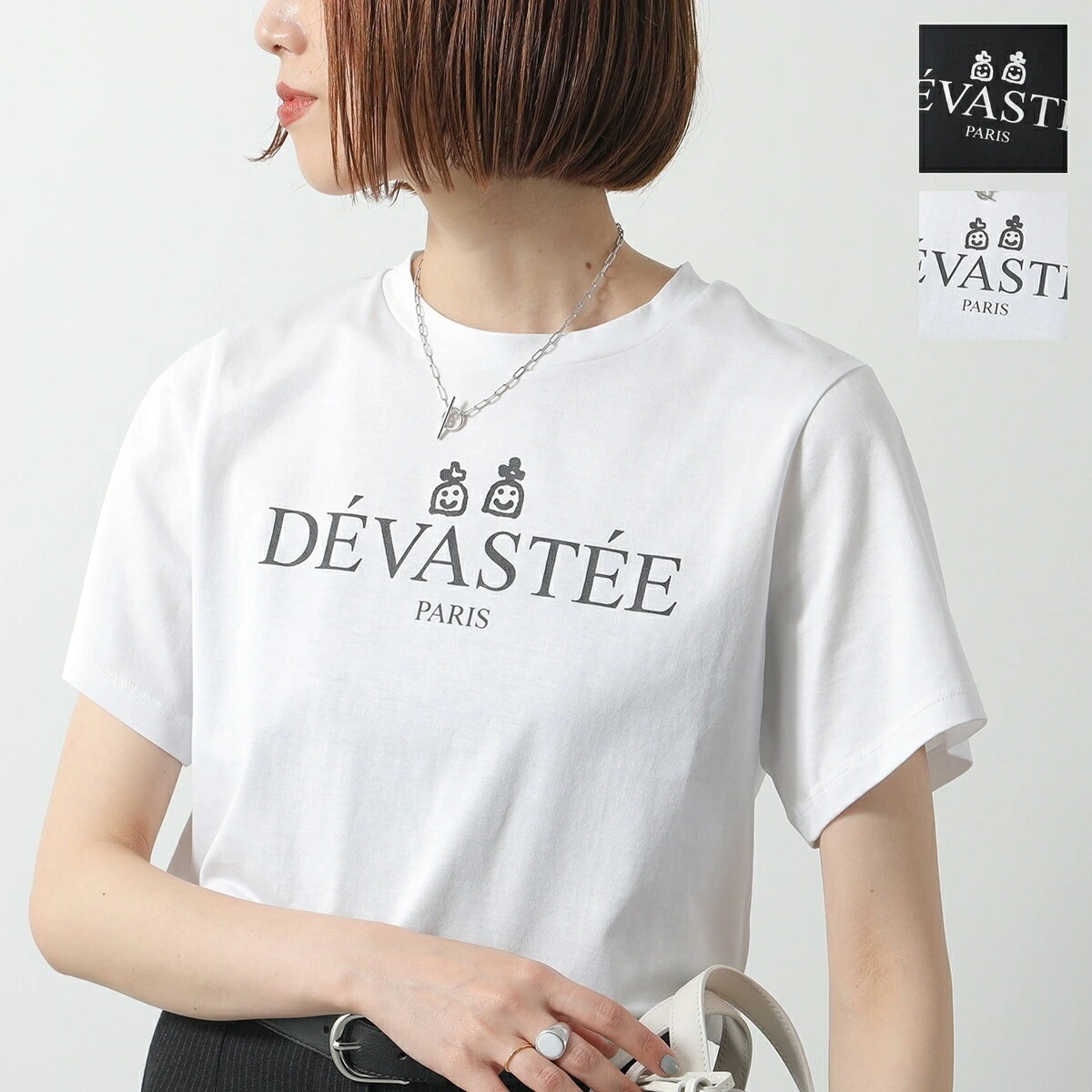 DEVASTEE デヴァステ Tシャツ R3FWTP016 レディース 半袖 カットソー コットン ロゴプリント クルーネック ロゴT カラー2色 【mega】