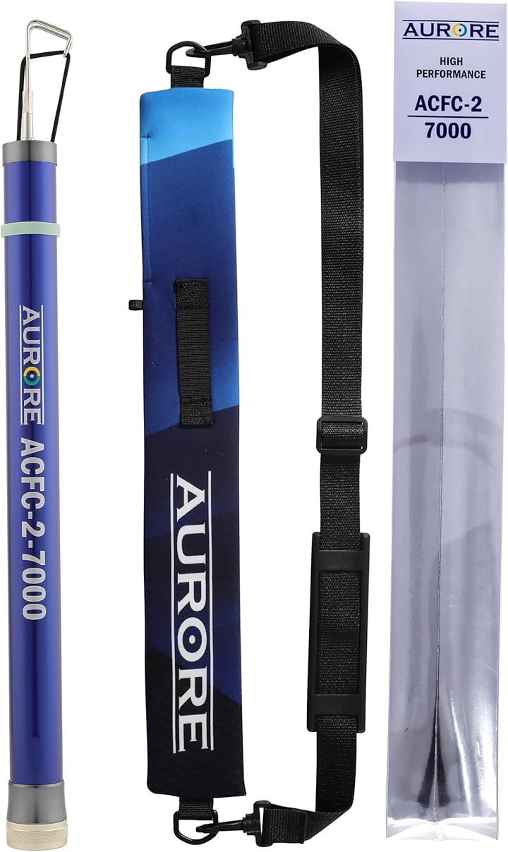 ケーブル索引具 通線工具 伸長7m 伸縮 引っ掛け棒 配線竿 電工竿 チョンボ棒 内層日本製カーボン採用 手元竿GFRP製 点検口 天井裏 OAフロア コンパクト(青, 伸長：7m)