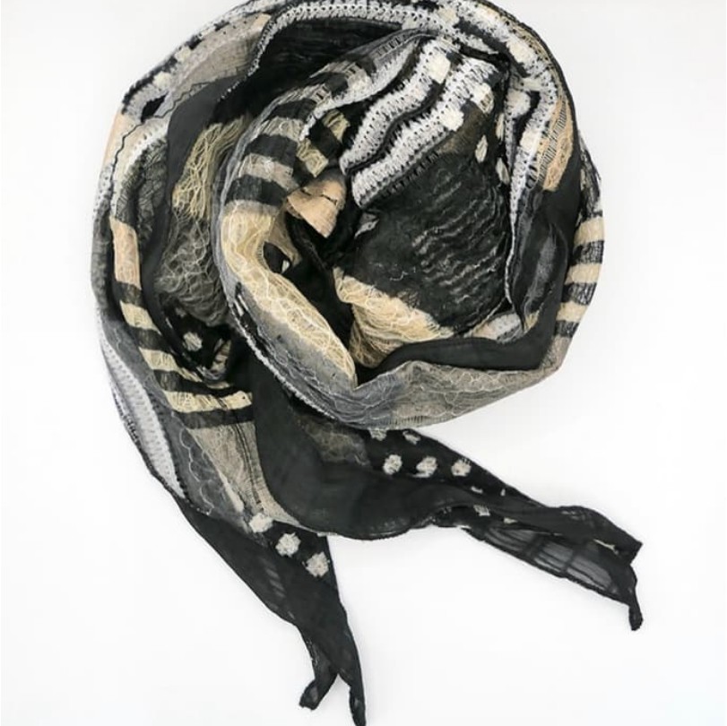 【COYSEIO】26SS PATCHWOLK SCARF : BLACK