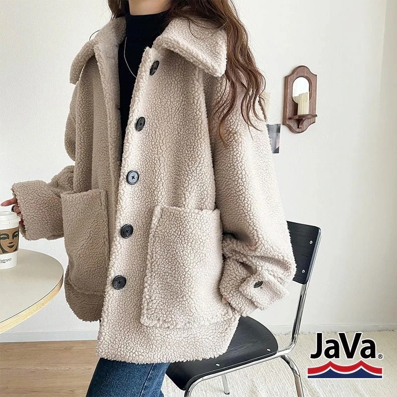 javaジャバコラボ ブルゾン レディース 大きいサイズ アウター ボア ショートブルゾン 大きめポケット ゆったりシルエット 大粒ボア 保温性 実用性 ベーシック カジュアル きれいめ デ