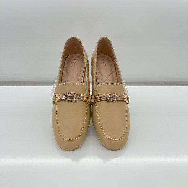 女性キュービック結び飾り4cmヒールローファーLCWD81U41335_KJ