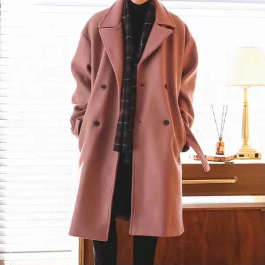 メンズ ロングコート ラップコート ウールコート 韓国 7912