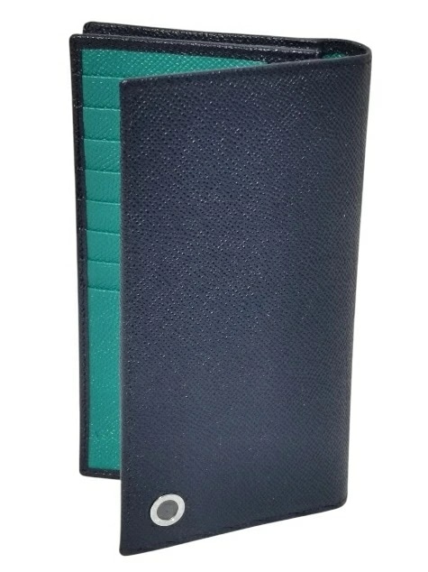 BVLGARI 288259 ブルガリ ブルガリ マン 長財布小銭入付 グレイン カーフレザー ネイビーブルー フォレストエメラルドグリーン パラジウムプレート