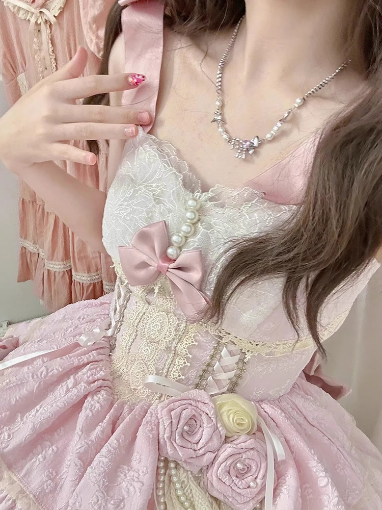 【激安本日限定】ロリータ ワンピースピンクロリータバレエショートドッグロリータjskドレスウェディングドレス